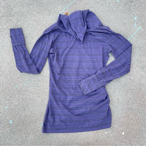 PrAna pullover striped long sleeve hoodie with side cinch thin Sz small preloved - Picture 2 of 4